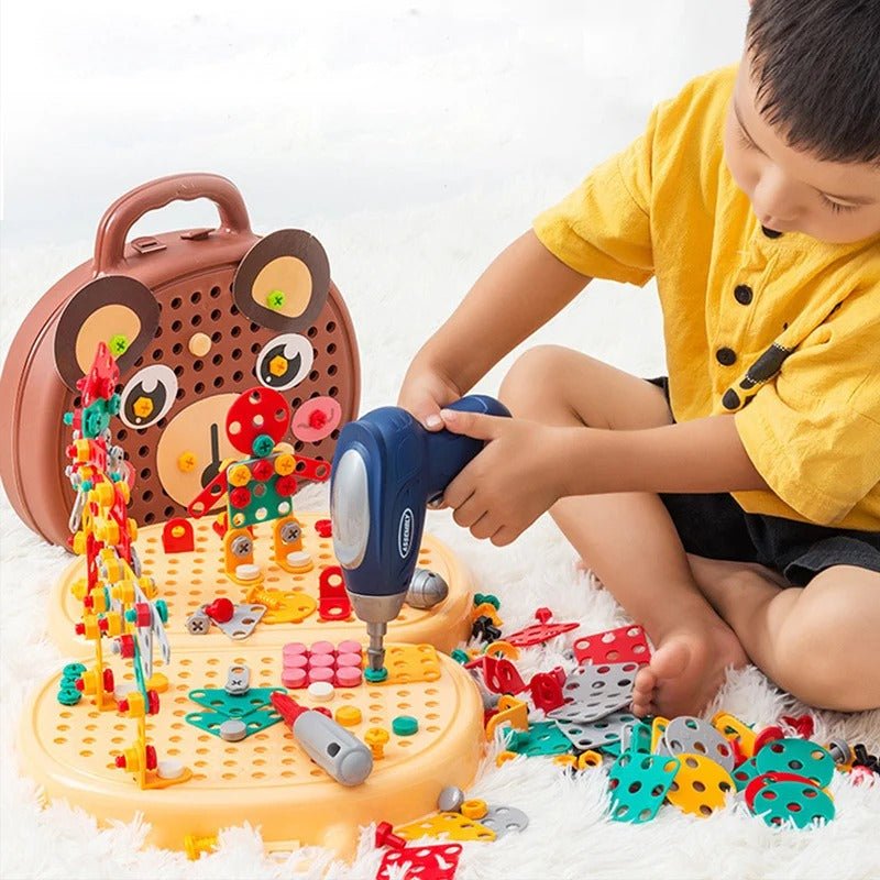 Kit di attrezzi per mini-costruttori - Set di attrezzi creativi con mini trapano per piccoli costruttori