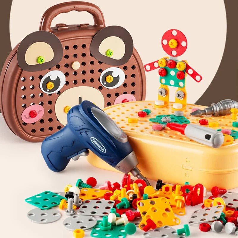 Kit di attrezzi per mini-costruttori - Set di attrezzi creativi con mini trapano per piccoli costruttori
