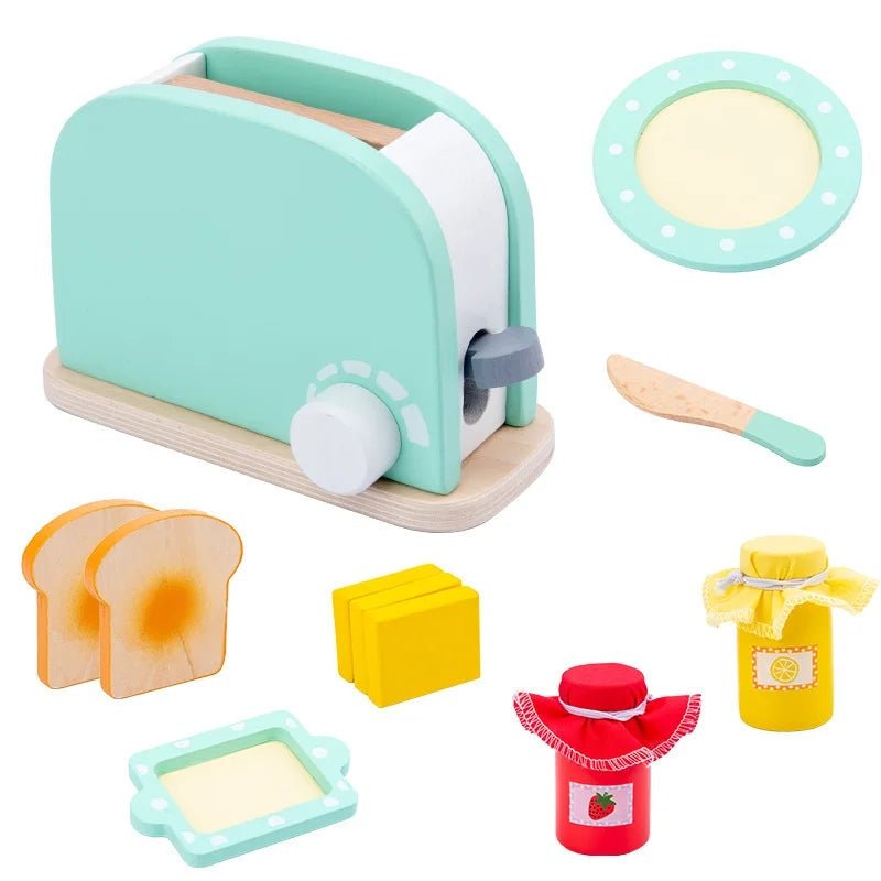 Minichef Woodset - Jeu de cuisine en bois pour enfants - Machine à café, grille-pain et mixeur - Apprentissage inspiré de Montessori
