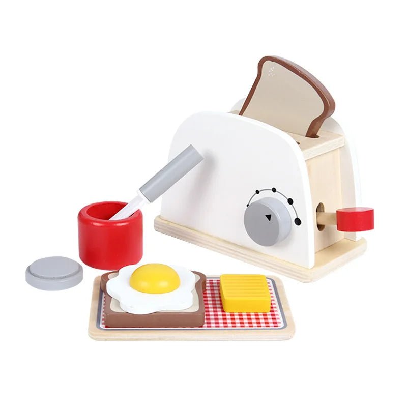 Minichef Woodset - Jeu de cuisine en bois pour enfants - Machine à café, grille-pain et mixeur - Apprentissage inspiré de Montessori