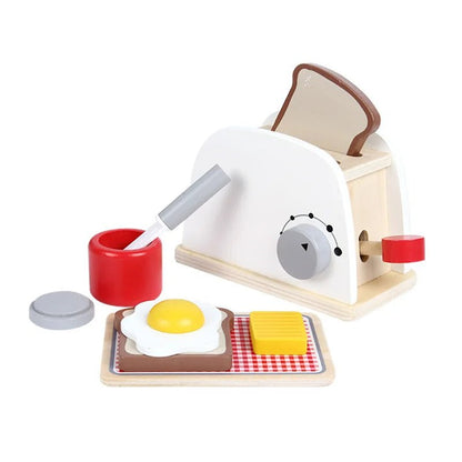 Minichef Woodset - Jeu de cuisine en bois pour enfants - Machine à café, grille-pain et mixeur - Apprentissage inspiré de Montessori