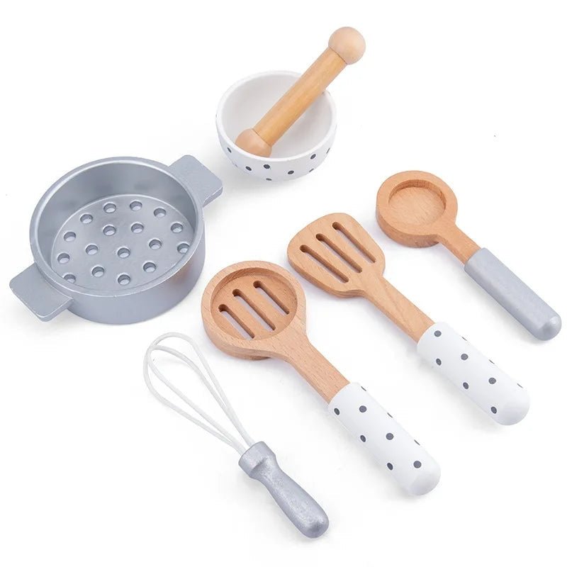 Minichef Woodset - Jeu de cuisine en bois pour enfants - Machine à café, grille-pain et mixeur - Apprentissage inspiré de Montessori