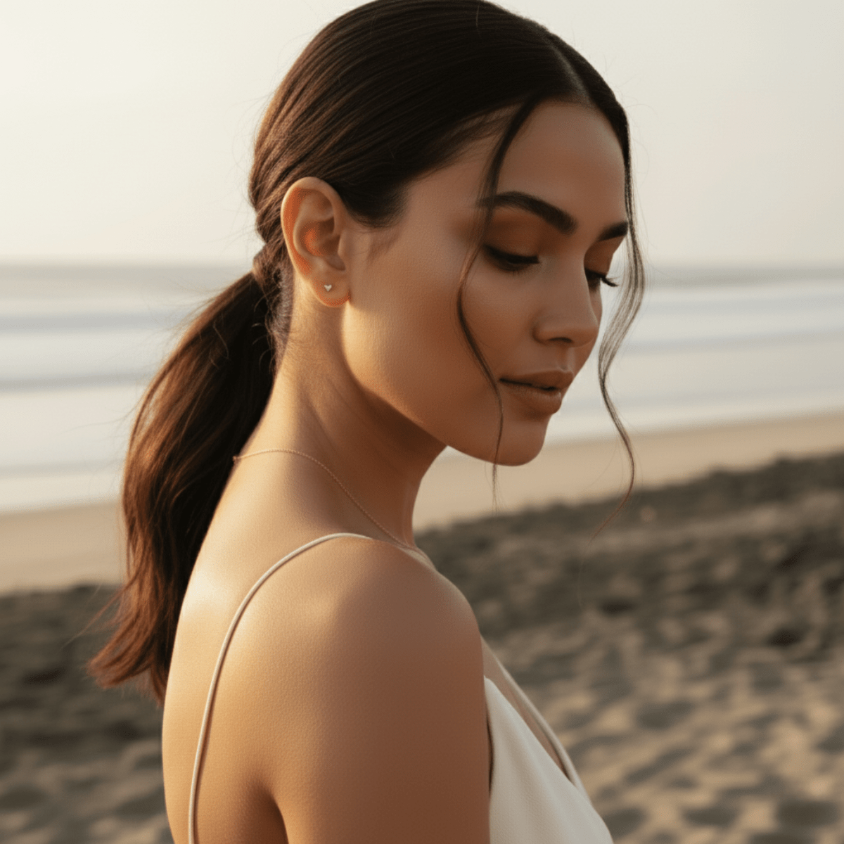 Pendiente minimalista de triángulo - Diamante cultivado en laboratorio hipoalergénico y resistente al agua para nadar