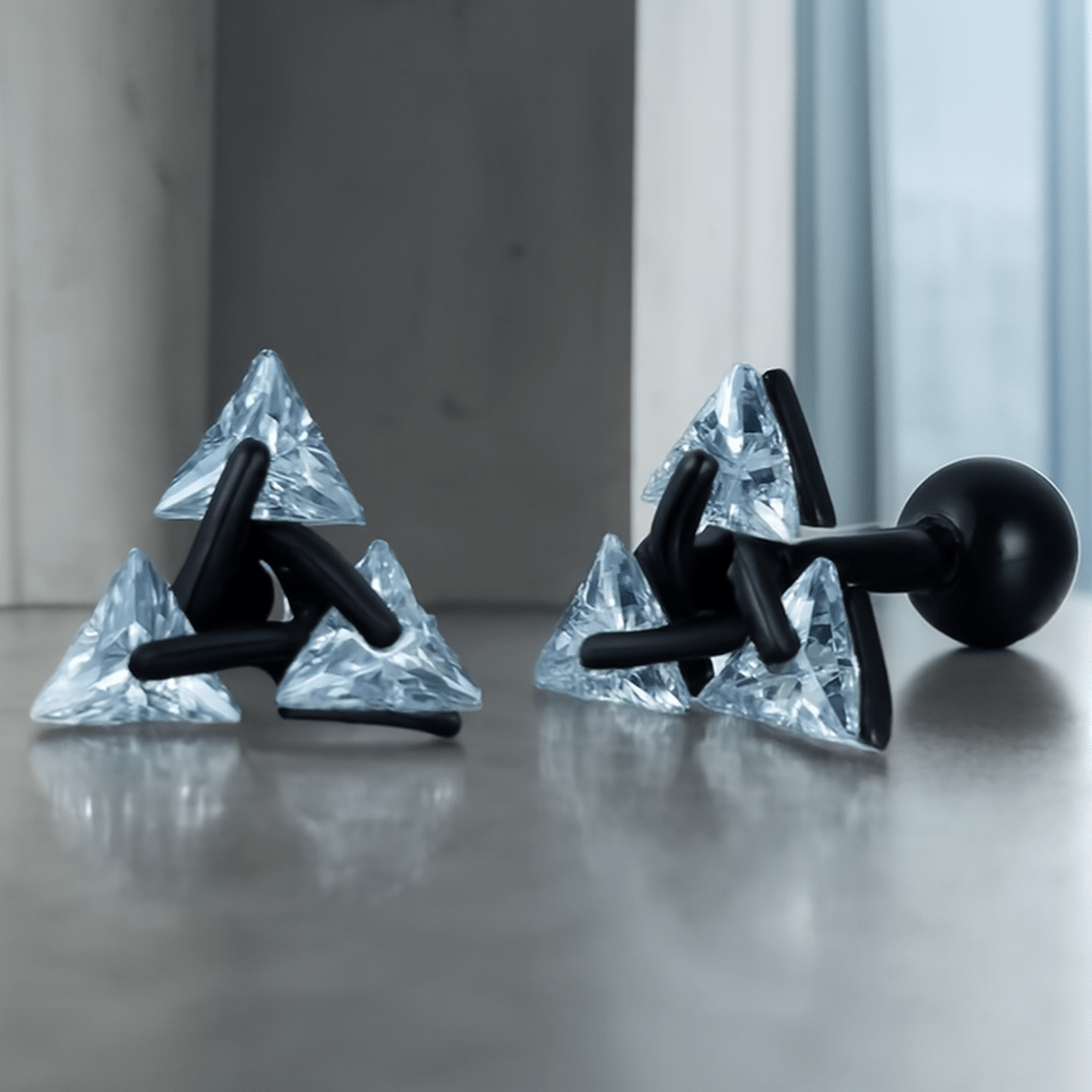 Minimalist Triangle Silver Earrings - Stylish 925 Silver Accessory for Men 0
