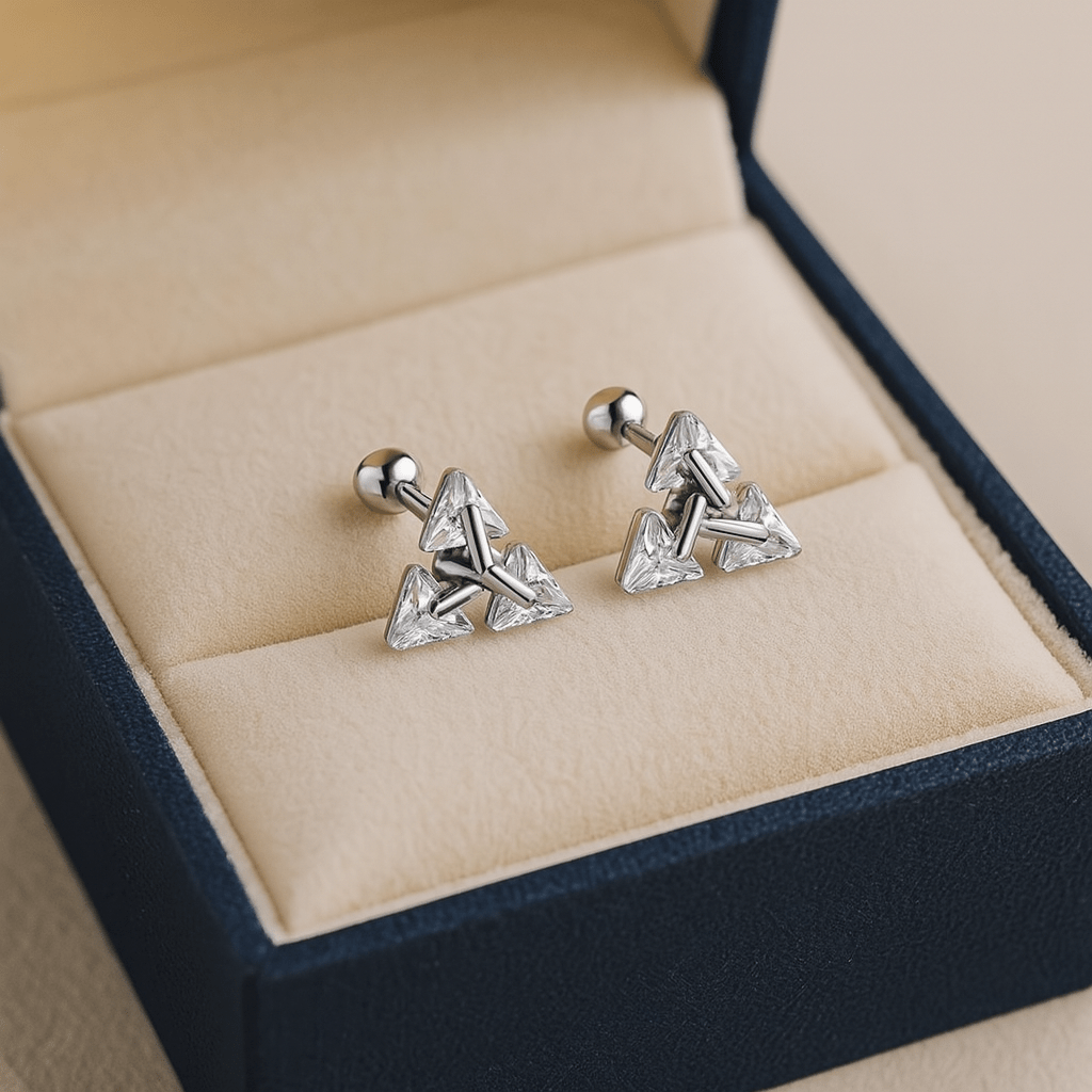 Minimalist Triangle Silver Earrings - Stylish 925 Silver Accessory for Men 1