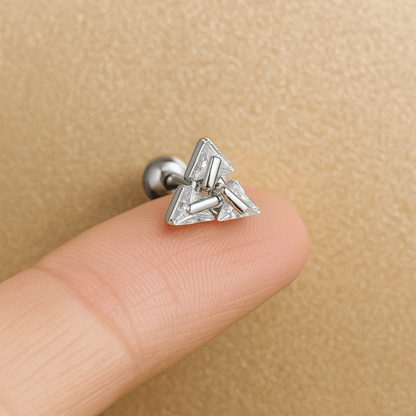 Minimalist Triangle Silver Earrings - Stylish 925 Silver Accessory for Men 2