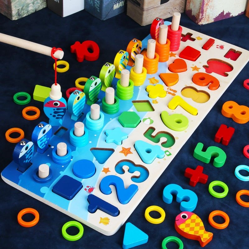 Lavagna Minimind - Lavagna didattica montessoriana in legno per bambini - Numeri, lettere e forme