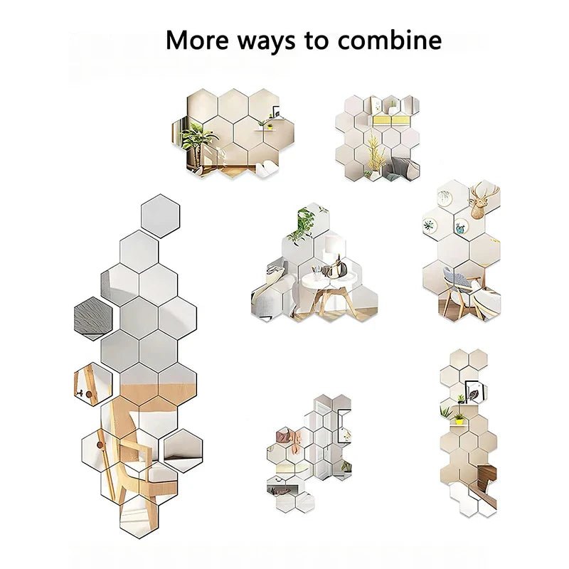 MIRRHEX – Hexagon Mirror Wall Stickers for Modern Space Expansion