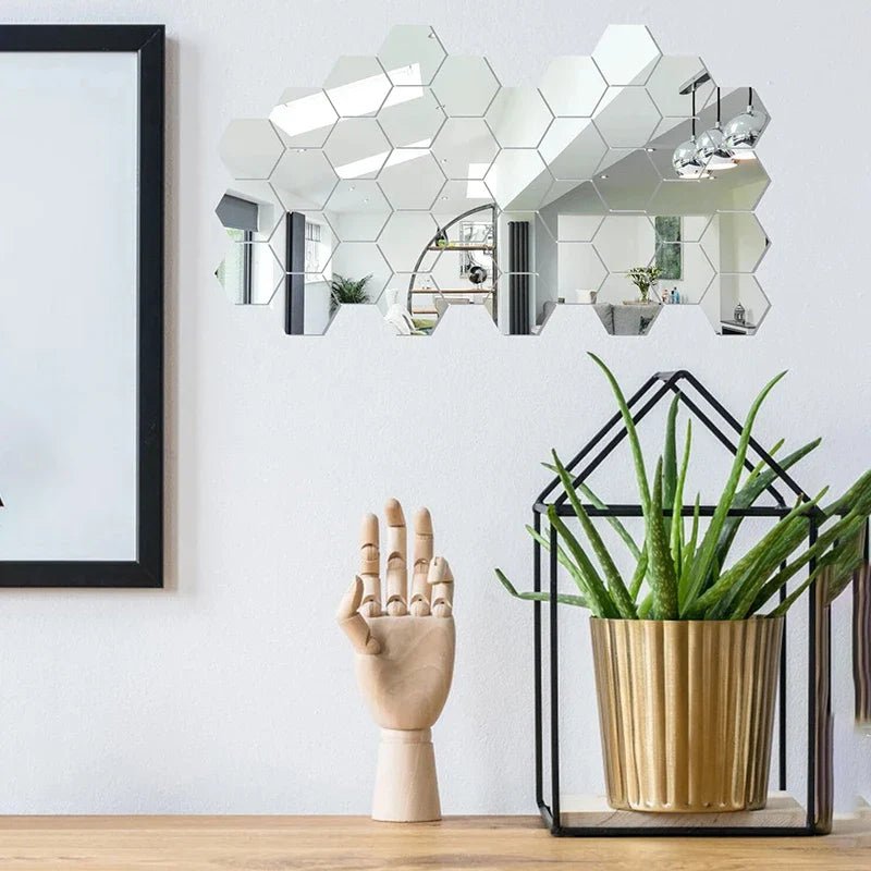 MIRRHEX – Hexagon Mirror Wall Stickers for Modern Space Expansion