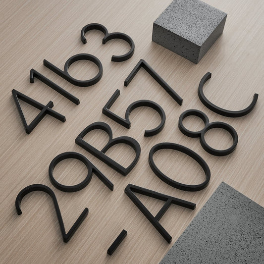 Modern House Numbers-Black House numbers with 3D floating effect for stylish outdoor areas 0