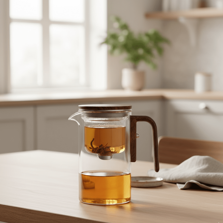 Vitrella Brew - Elegant Glass Teapot with Stainless Steel Strainer 1