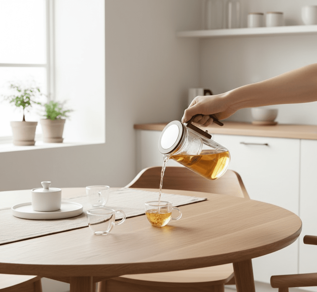 Vitrella Brew - Elegant Glass Teapot with Stainless Steel Strainer 3