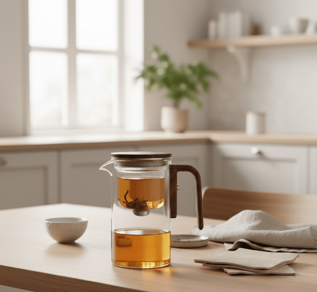 Vitrella Brew - Elegant Glass Teapot with Stainless Steel Strainer 2