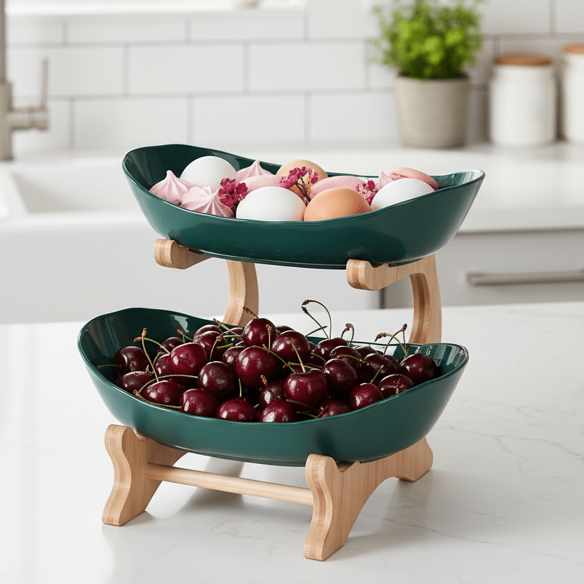 NATURSTACK – Multi-Tiered Wooden Fruit Bowl for Modern Kitchen Storage 0