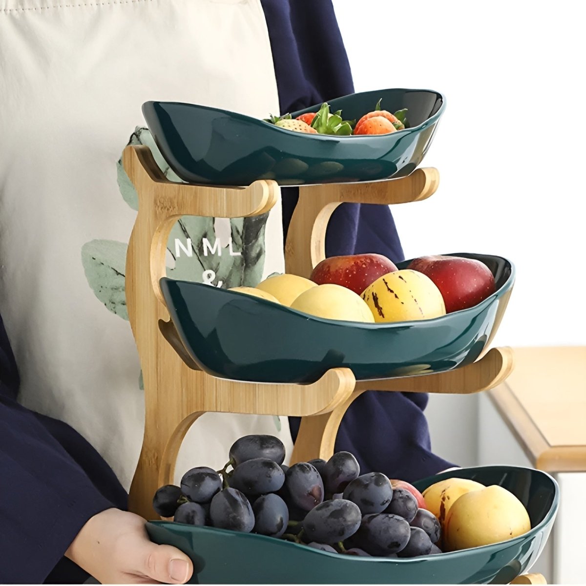 NATURSTACK – Multi-Tiered Wooden Fruit Bowl for Modern Kitchen Storage 3
