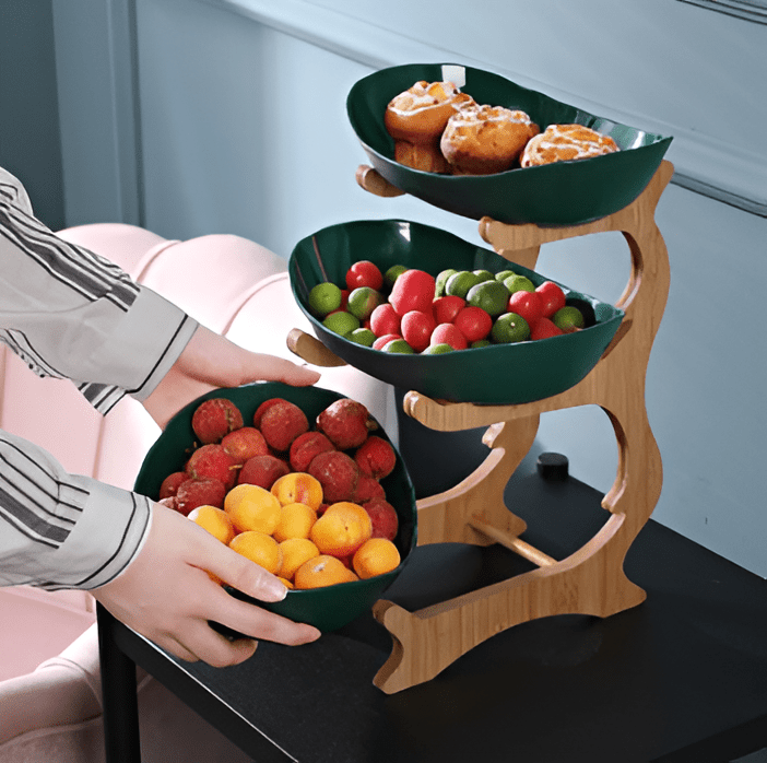 NATURSTACK – Multi-Tiered Wooden Fruit Bowl for Modern Kitchen Storage 1