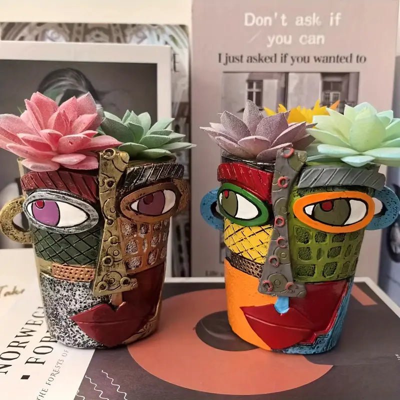 Artistic Abstract Face Planter - Unique Indoor Flower Pot for Home Decor 3