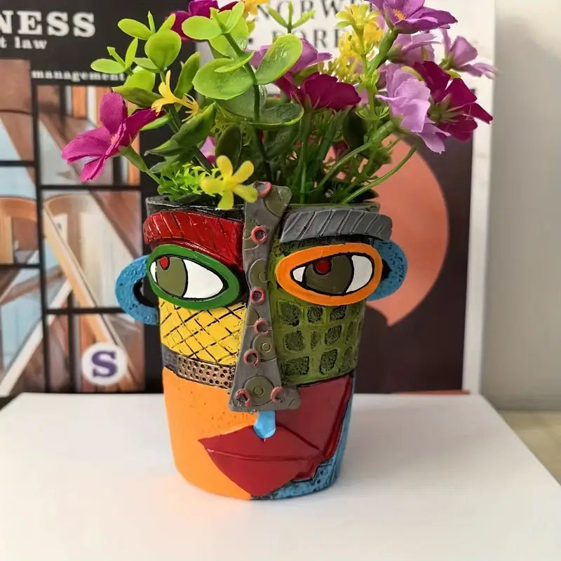 Artistic Abstract Face Planter - Unique Indoor Flower Pot for Home Decor 0