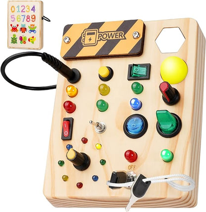 Montessori Board Bright Start – Interactive Wooden Toy with Lights and Switches for Toddlers