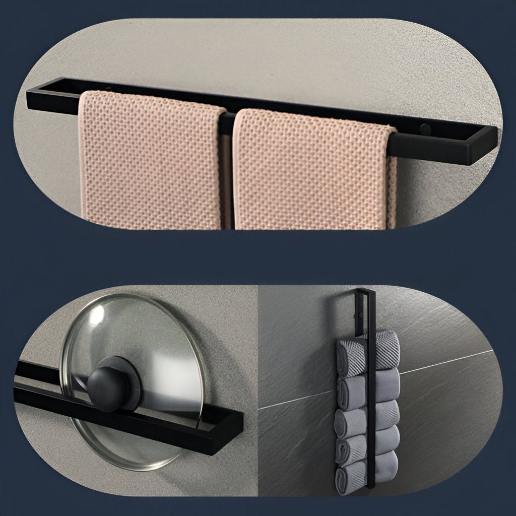UniBlack - Wall Mounted Towel Holder in Durable Stainless Steel - 20cm & 40cm Options 6