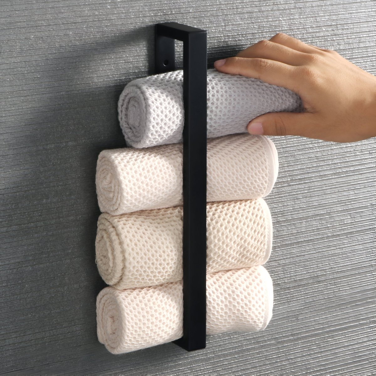 UniBlack - Wall Mounted Towel Holder in Durable Stainless Steel - 20cm & 40cm Options 1