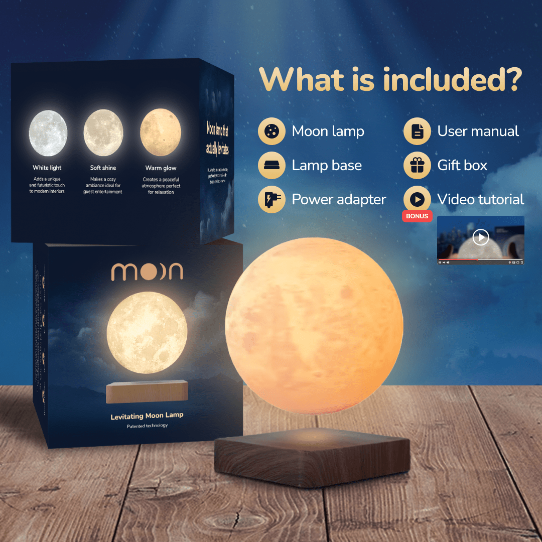 Moonfloat - floating moon lamp with 3 light colors and magnetic suspension 2