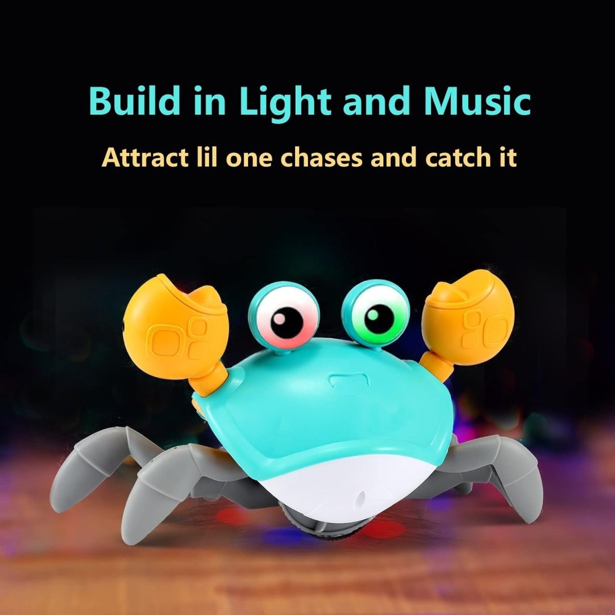 Juguete Moveecrab para gatear – Juguete interactivo para bebés con música, luz y sensor de movimiento