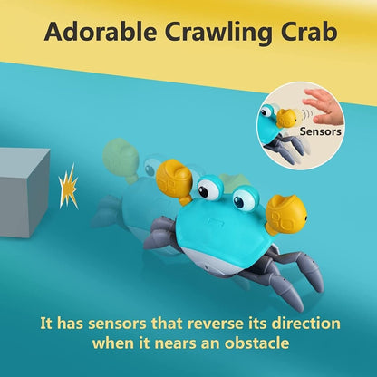 Juguete Moveecrab para gatear – Juguete interactivo para bebés con música, luz y sensor de movimiento