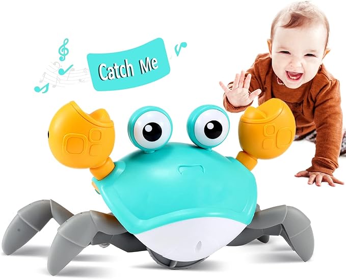 Moveecrab Crawling Toy - Interaktives Babyspielzeug mit Musik, Licht und Bewegungssensor