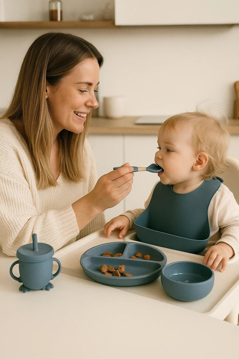 MUNCHMATE – Set de alimentación para bebés de silicona libre de BPA de 6 piezas