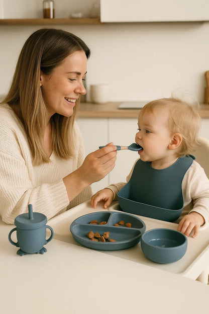 MUNCHMATE – Set de alimentación para bebés de silicona libre de BPA de 6 piezas
