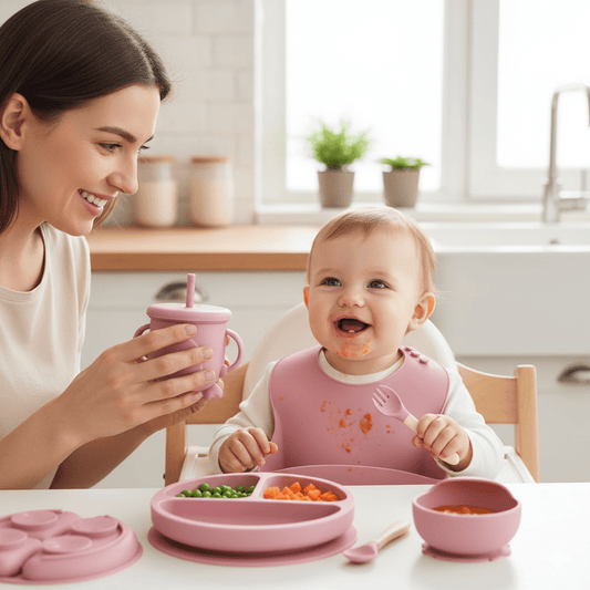 MUNCHMATE – Set de alimentación para bebés de silicona libre de BPA de 6 piezas