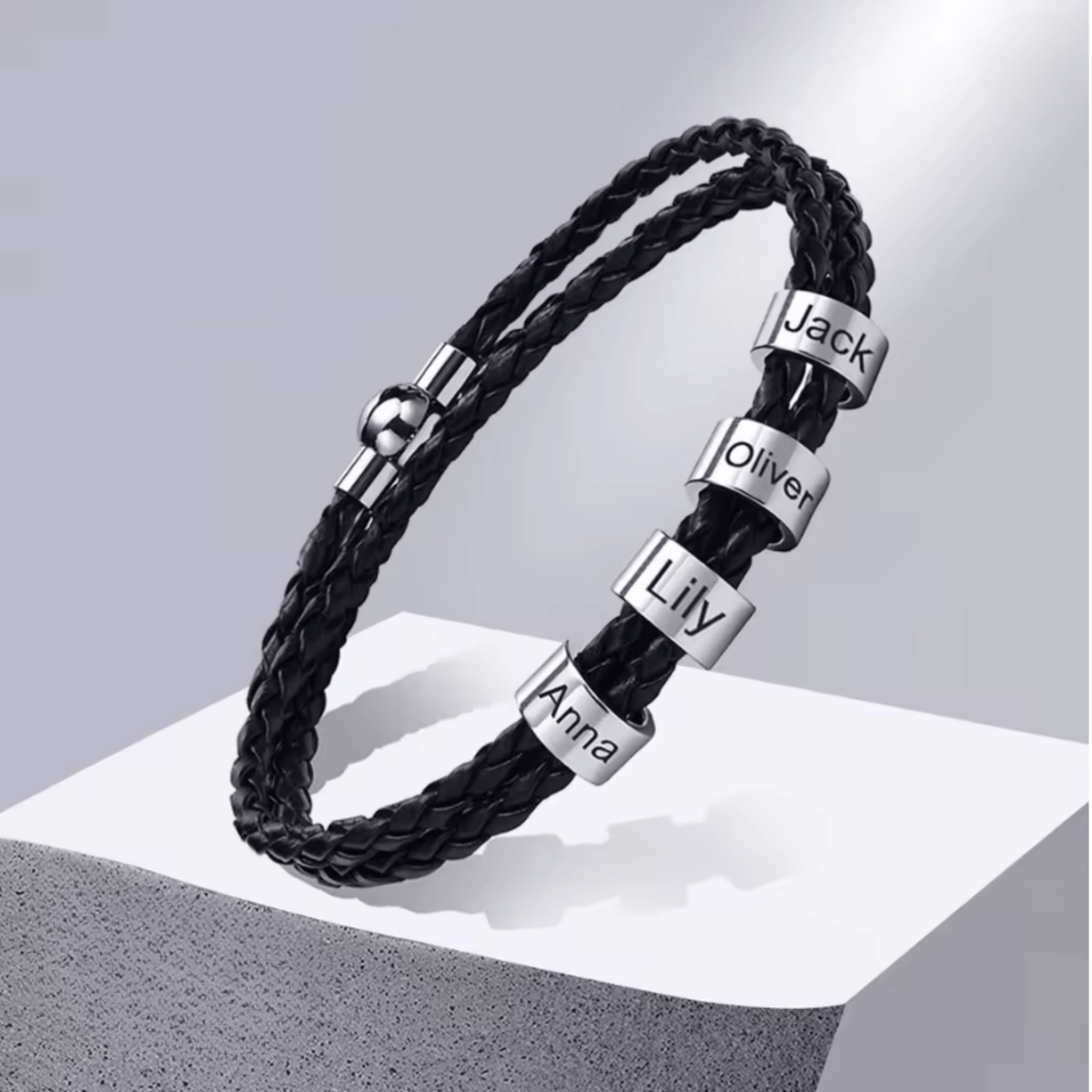 NAMVIO – Pulsera trenzada para hombre con cuentas personalizadas con nombre