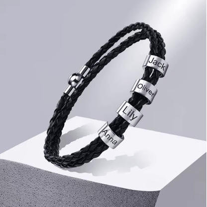 NAMVIO – Pulsera trenzada para hombre con cuentas personalizadas con nombre