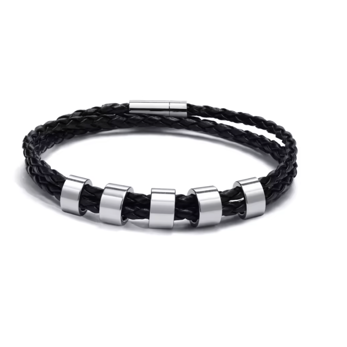 NAMVIO – Pulsera trenzada para hombre con cuentas personalizadas con nombre