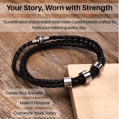 NAMVIO – Pulsera trenzada para hombre con cuentas personalizadas con nombre
