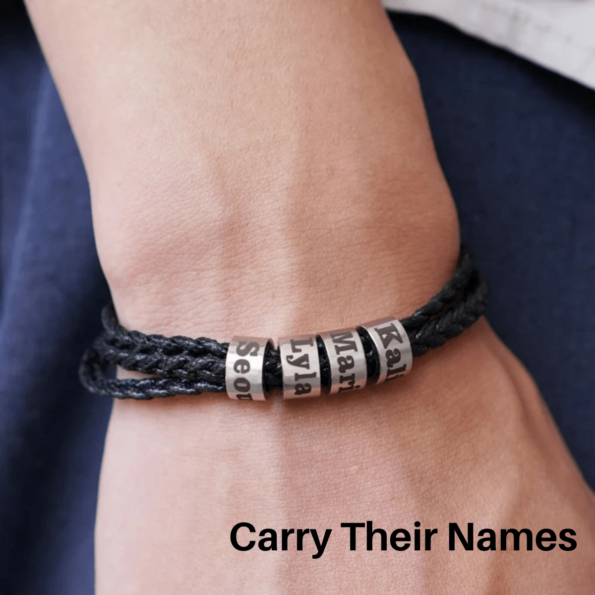 NAMVIO – Pulsera trenzada para hombre con cuentas personalizadas con nombre