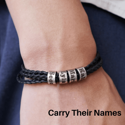 NAMVIO – Pulsera trenzada para hombre con cuentas personalizadas con nombre