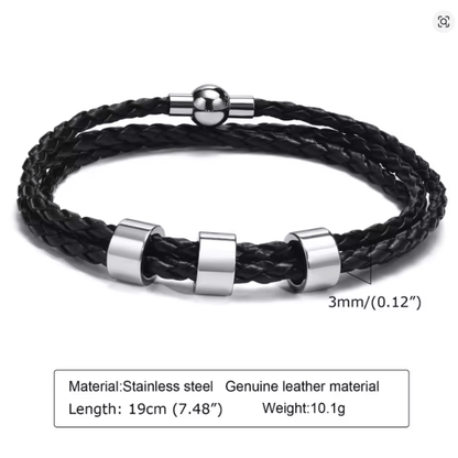 NAMVIO – Pulsera trenzada para hombre con cuentas personalizadas con nombre