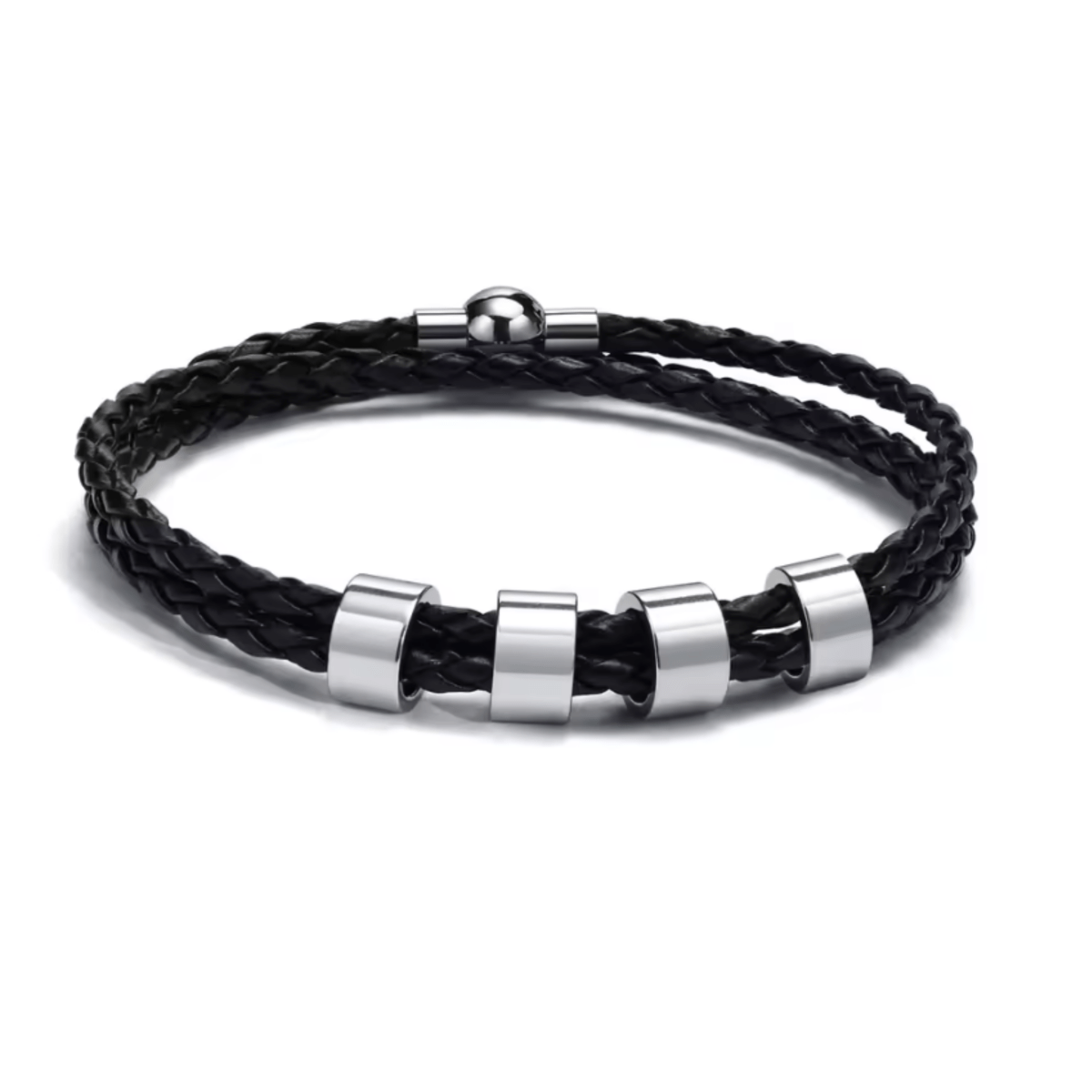 NAMVIO – Pulsera trenzada para hombre con cuentas personalizadas con nombre