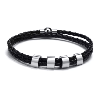 NAMVIO – Pulsera trenzada para hombre con cuentas personalizadas con nombre