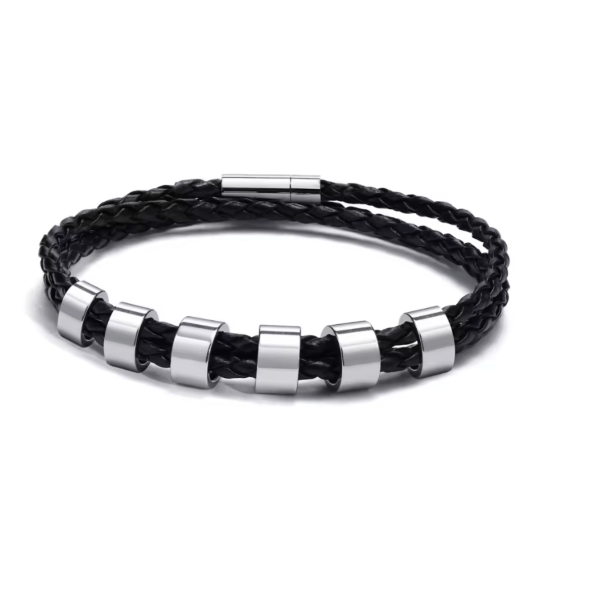 NAMVIO – Pulsera trenzada para hombre con cuentas personalizadas con nombre