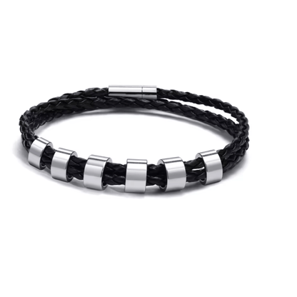 NAMVIO – Pulsera trenzada para hombre con cuentas personalizadas con nombre