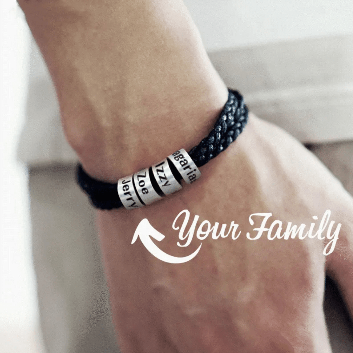 NAMVIO – Pulsera trenzada para hombre con cuentas personalizadas con nombre