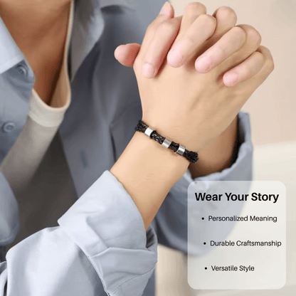 NAMVIO – Pulsera trenzada para hombre con cuentas personalizadas con nombre