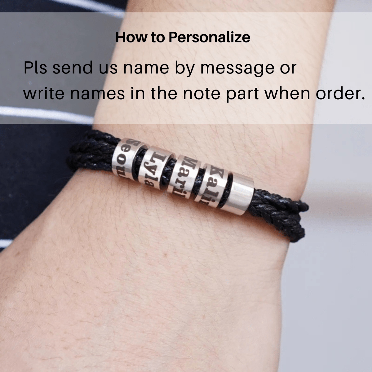 NAMVIO – Pulsera trenzada para hombre con cuentas personalizadas con nombre