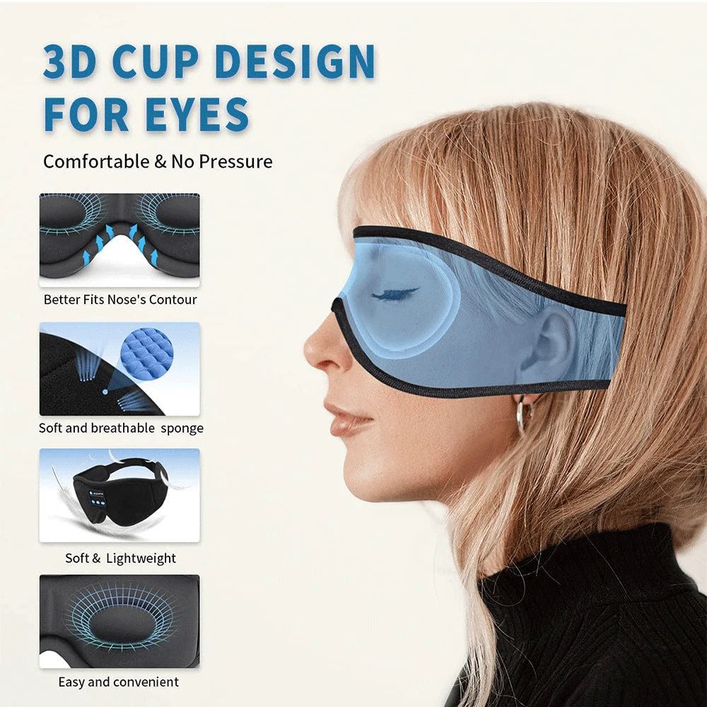 SNOOZEBEAT – Bluetooth sleep mask with music & 3D comfort design 3