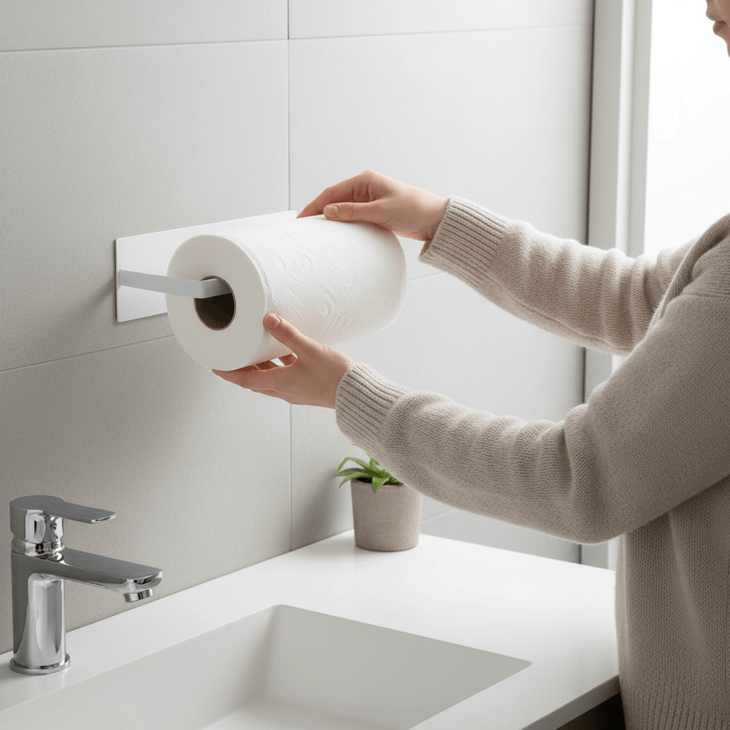 NeatHold – Portarotolo da cucina salvaspazio da parete con design resistente in ferro