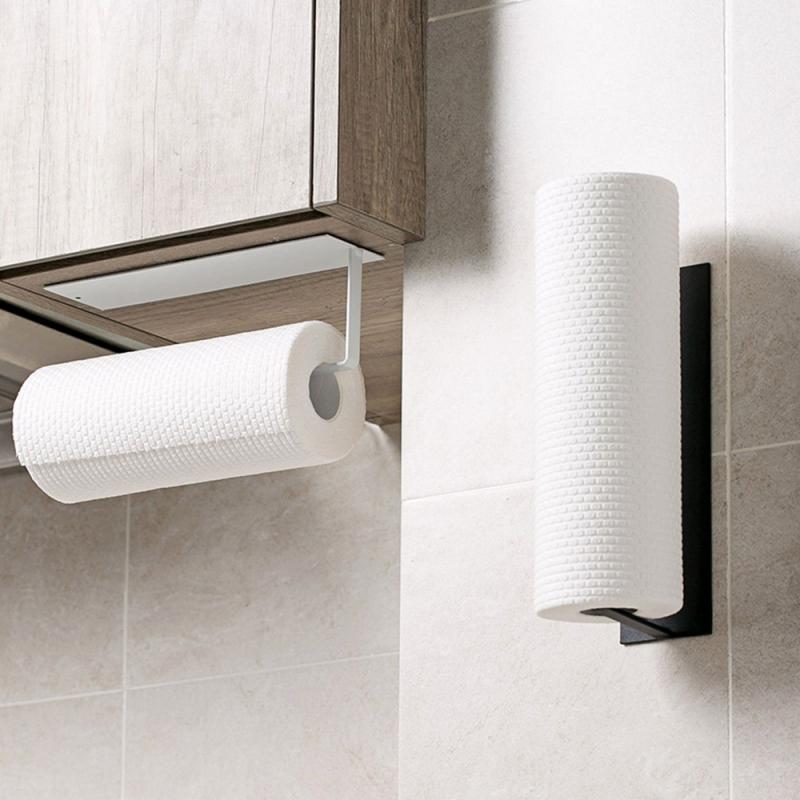 Space-Saving Mounted Paper Towel Holder - Durable Iron Design for Kitchen & Bath 1