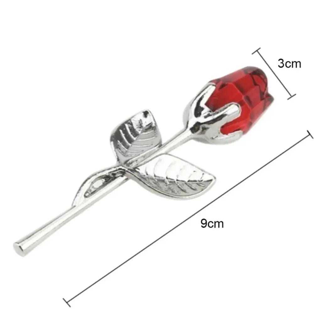 CRYSTIVA – Elegant Crystal Rose Keepsake with Gold or Silver Rod